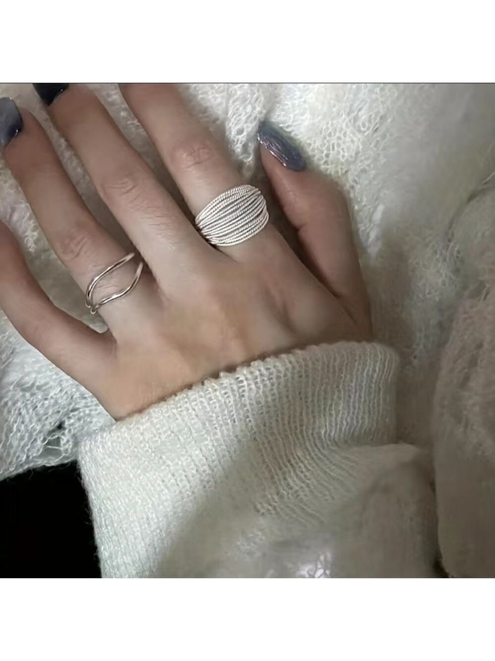 Multi-line Niche Design Finger Ring Opening Adjustable